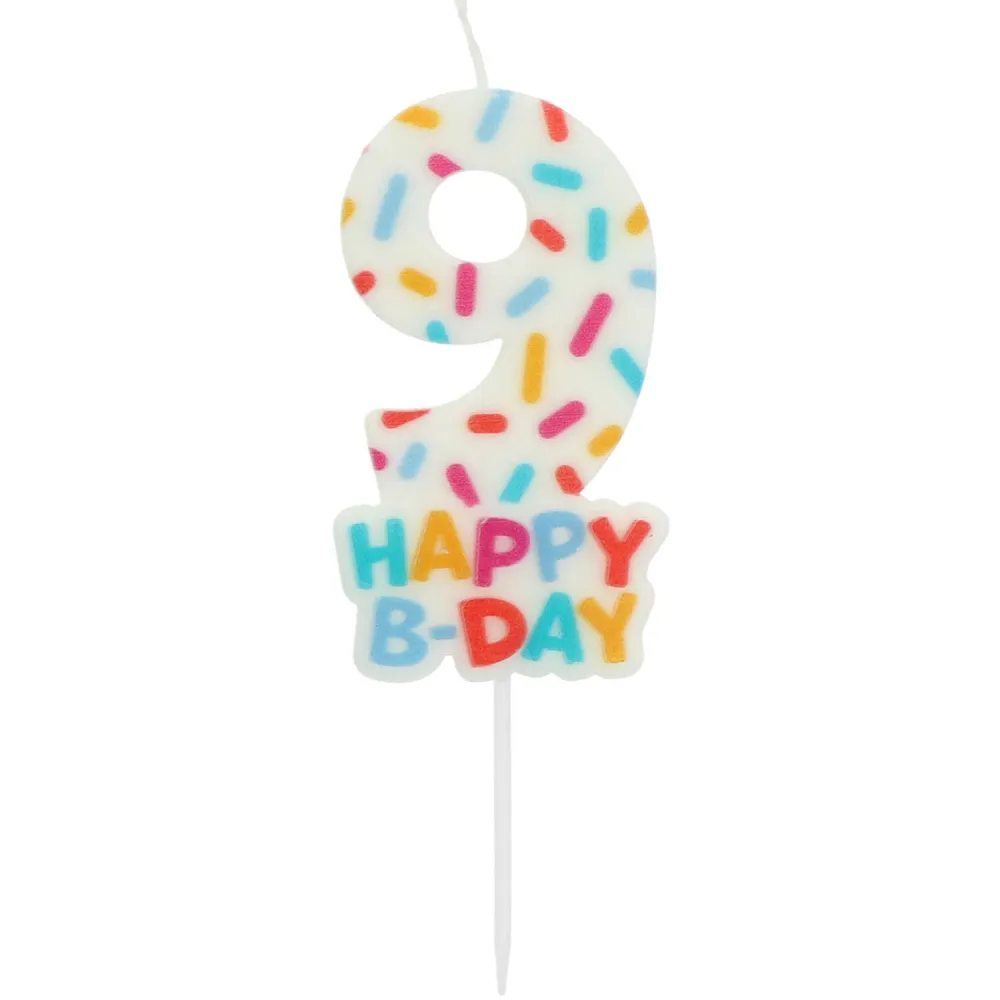 Lumanare Tort Cifra 9 Cozy Sprinkles 7cm
