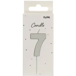 Lumanare Tort Cifra 7 Argintiu 5cm