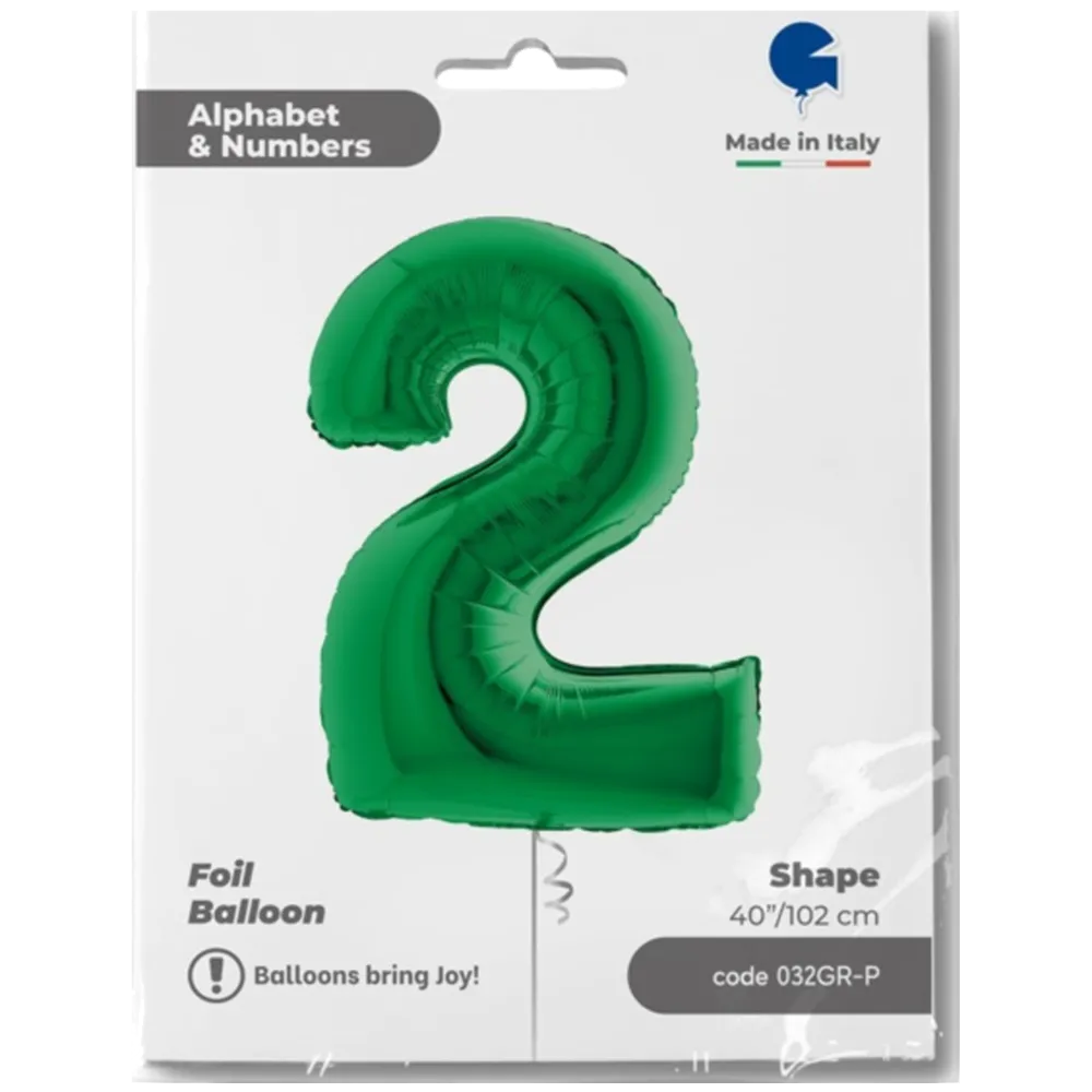 Balon Folie JUMBO CIFRA 2 VERDE 102 cm Grabo