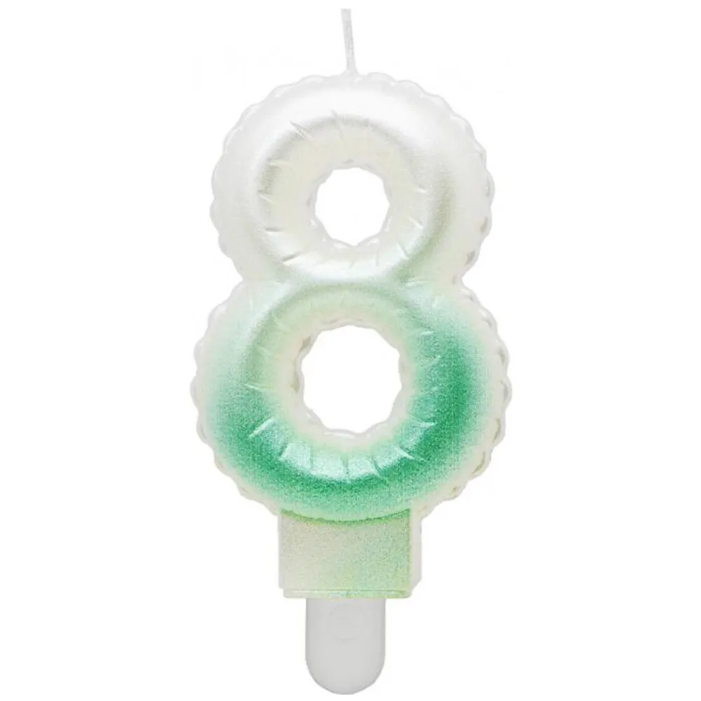 Lumanare Tort Cifra 8 Ombre Alb - Verde 7cm
