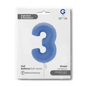 Balon Folie Cifra 3 Mat Lotus Blue 102cm