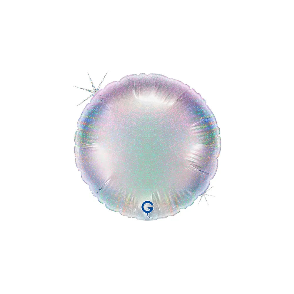 Balon Folie Rotund Argintiu Holografic 10 cm Grabo