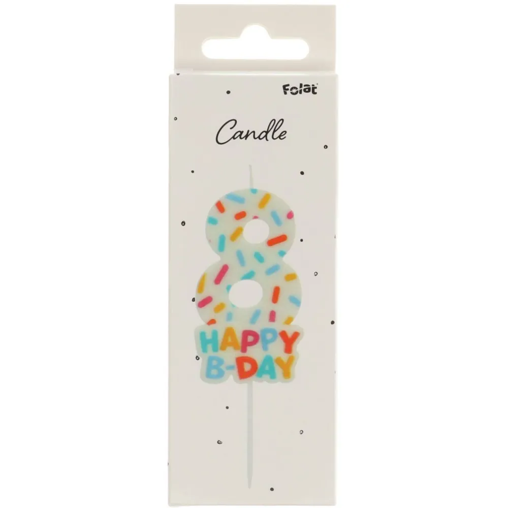 Lumanare Tort Cifra 8 Cozy Sprinkles 7cm