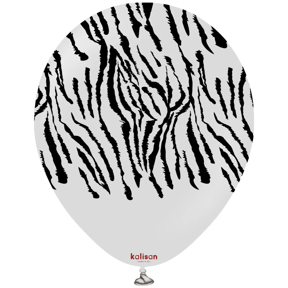 Baloane latex 30cm Safari Tiger N - Smoke Print - Black