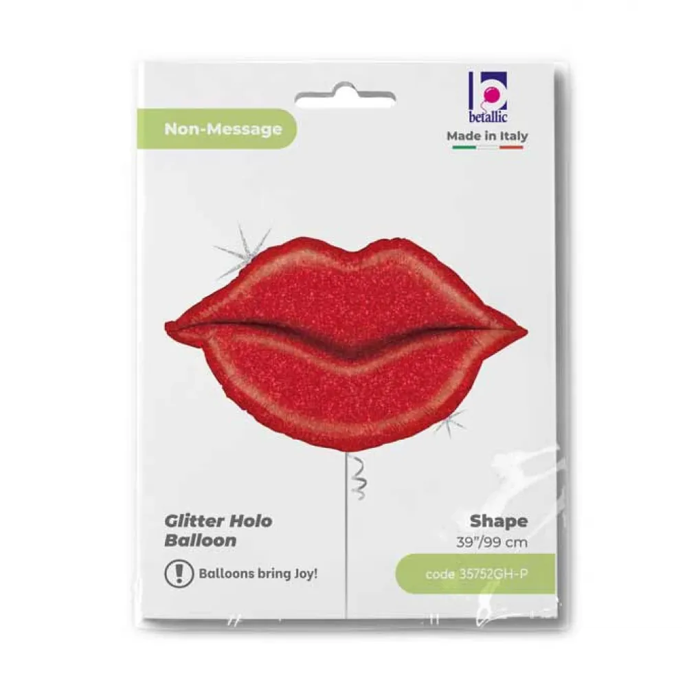 Balon Folie Figurina Buze Rosii Glitter 79cm Grabo