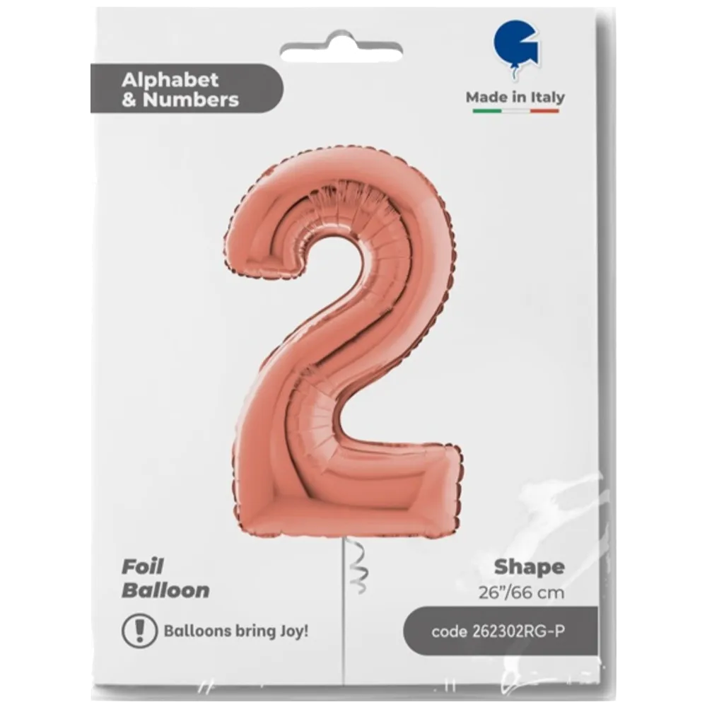 Balon Folie CIFRA 2 Rose Gold 66 cm Grabo
