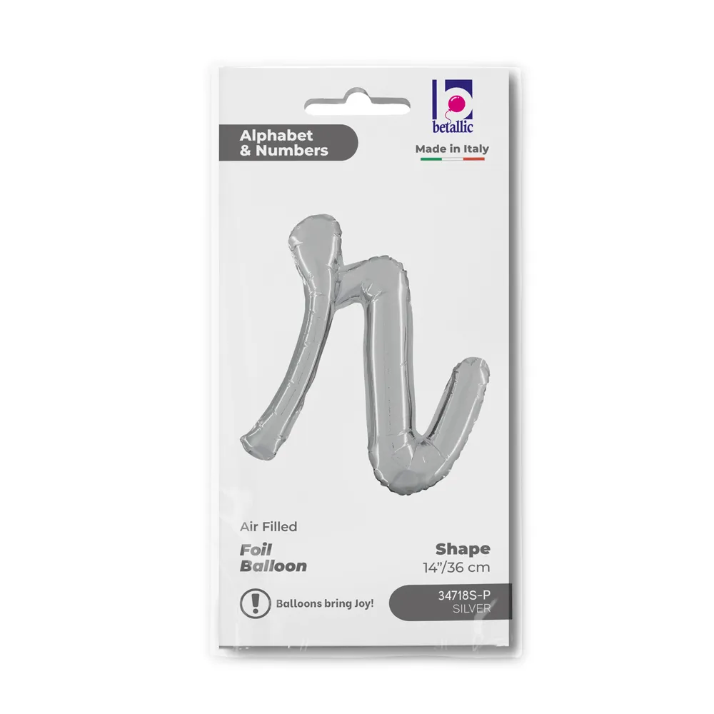 Balon Folie LITERA (AER) SCRIPT R Argintiu 35 cm Grabo