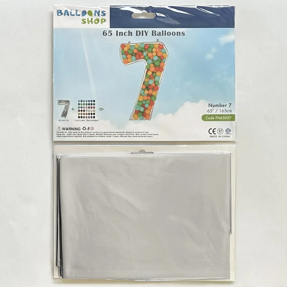 Balon Folie DIY Cifra 7 Argintiu 165cm