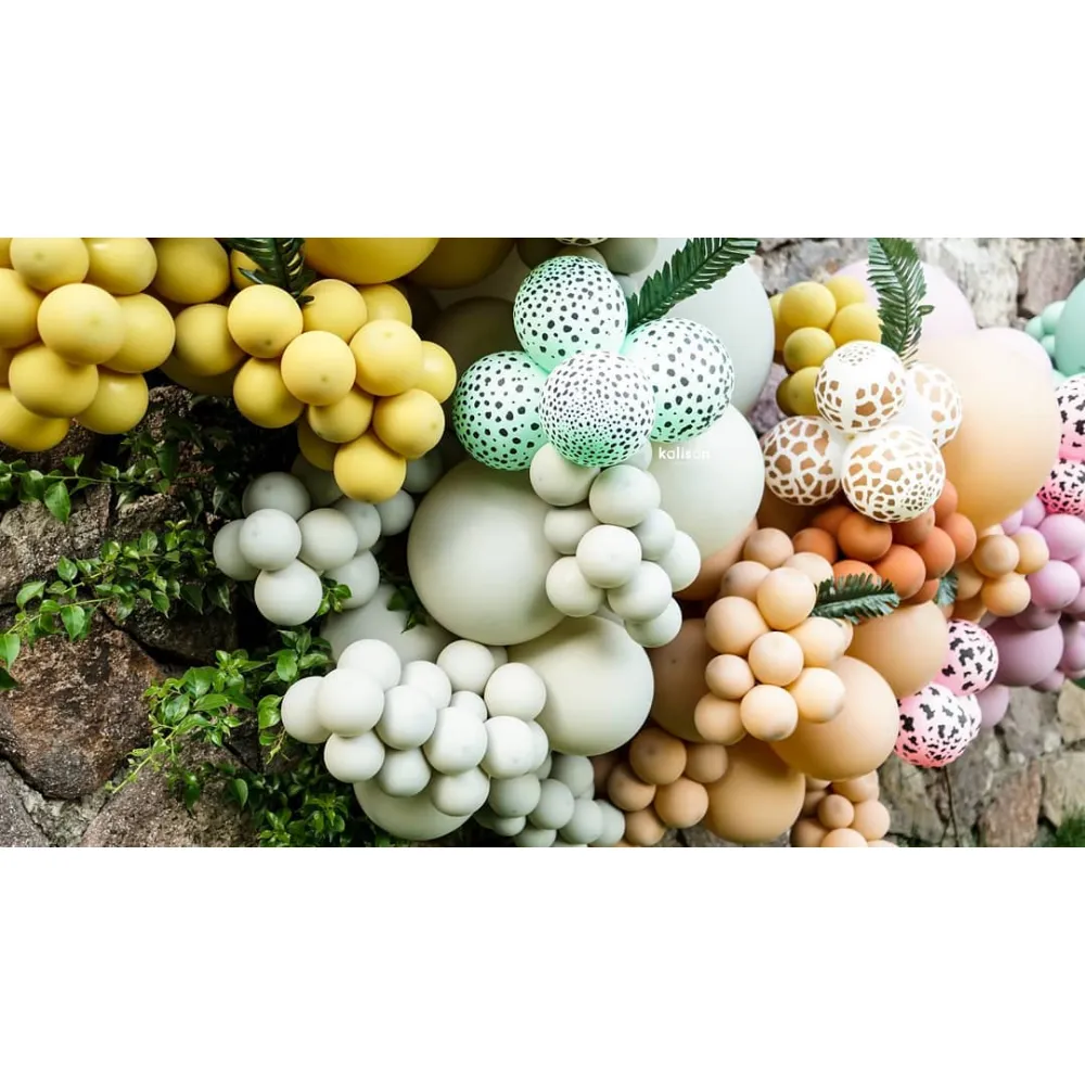 Baloane latex 30cm Safari Cheetah - Macaron Green Print - Black