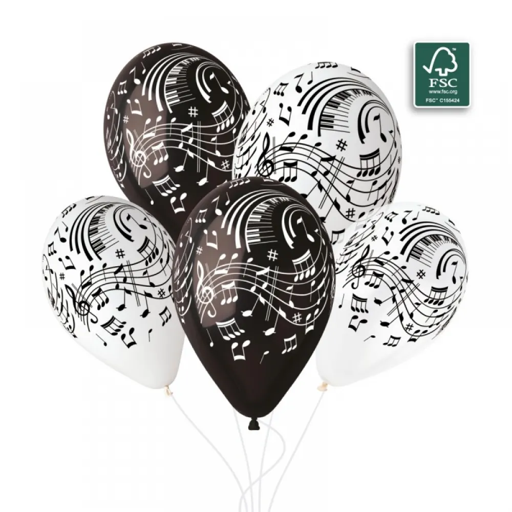 Baloane Latex 33cm PRINT Note Muzicale G120.158