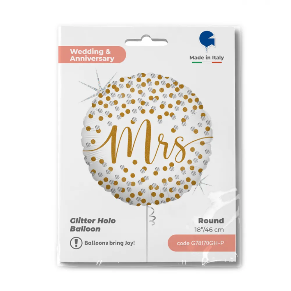 Balon Folie print confetti Mrs 46 cm Grabo