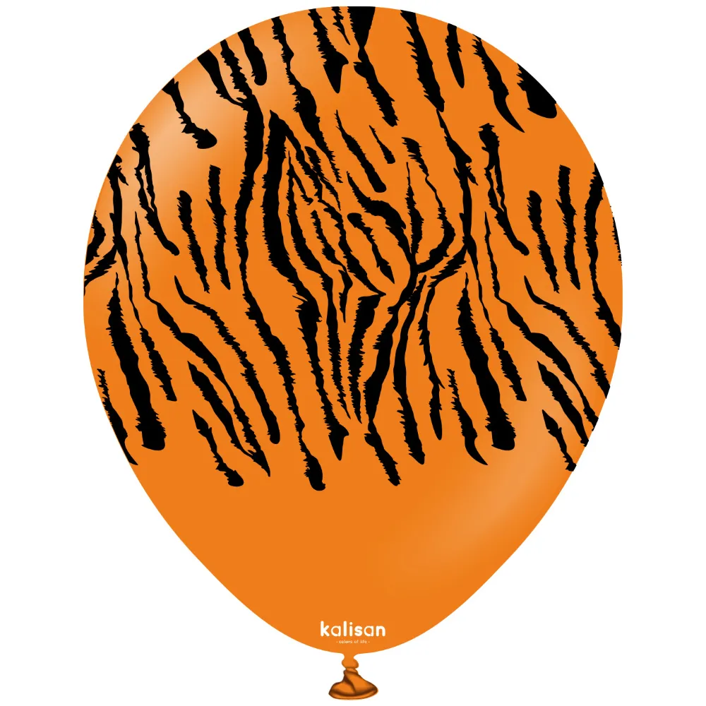 Baloane latex 30cm Safari Tiger N - Orange Print - Black