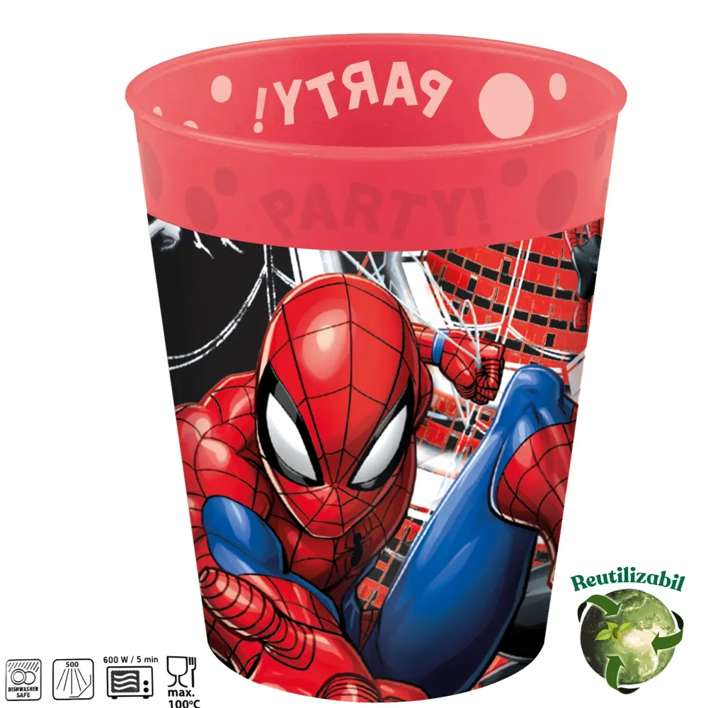 Set 4 Pahare Petrecere Reutilizabile 250ml Spiderman World of Web