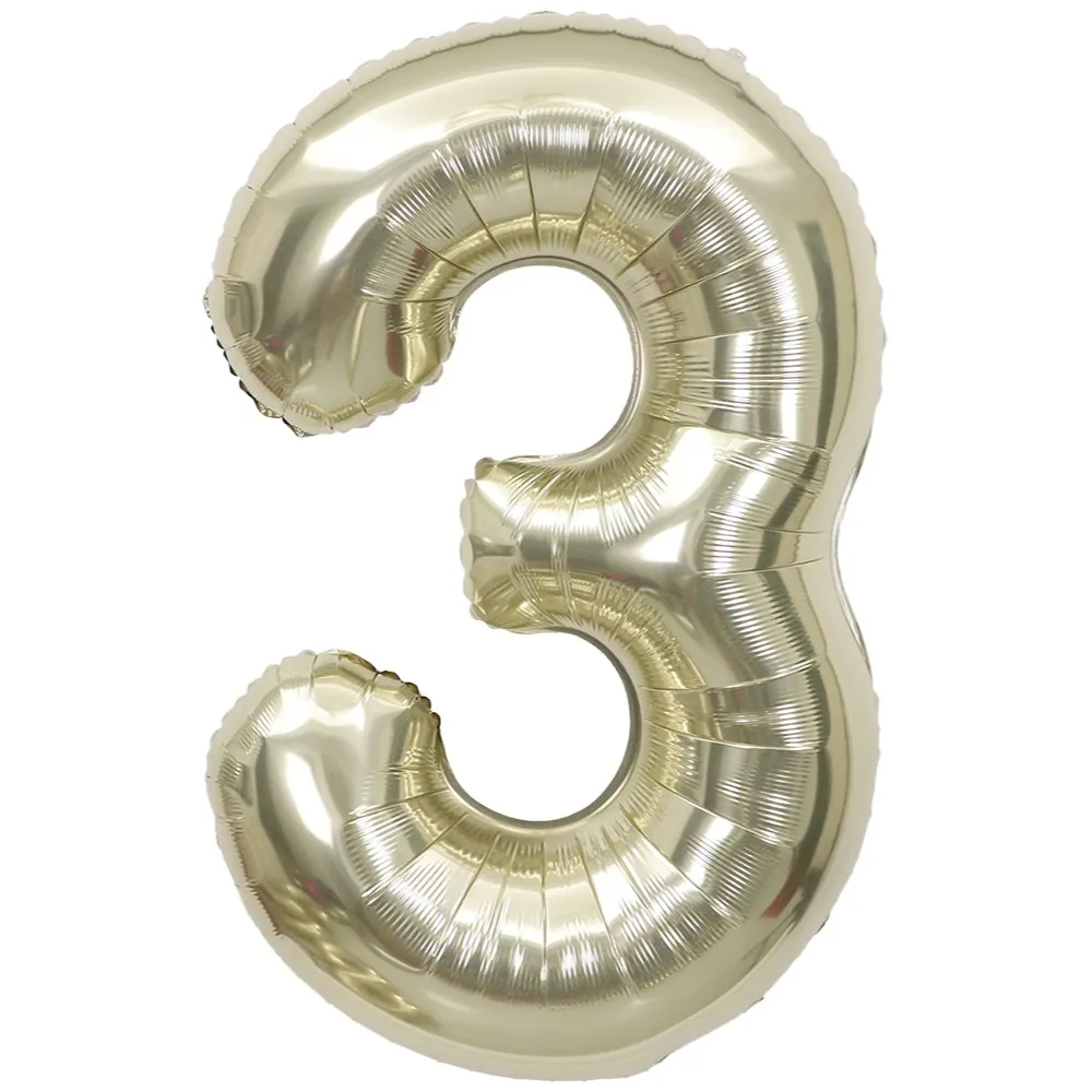 Balon Folie Cifra 3 White Gold 87cm