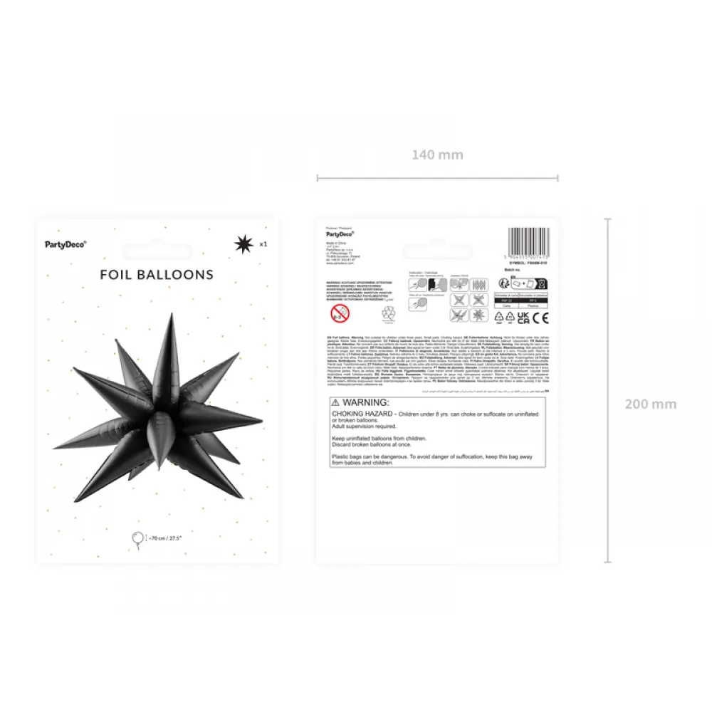 Balon Folie Stea Magica (Aer) Negru 70cm