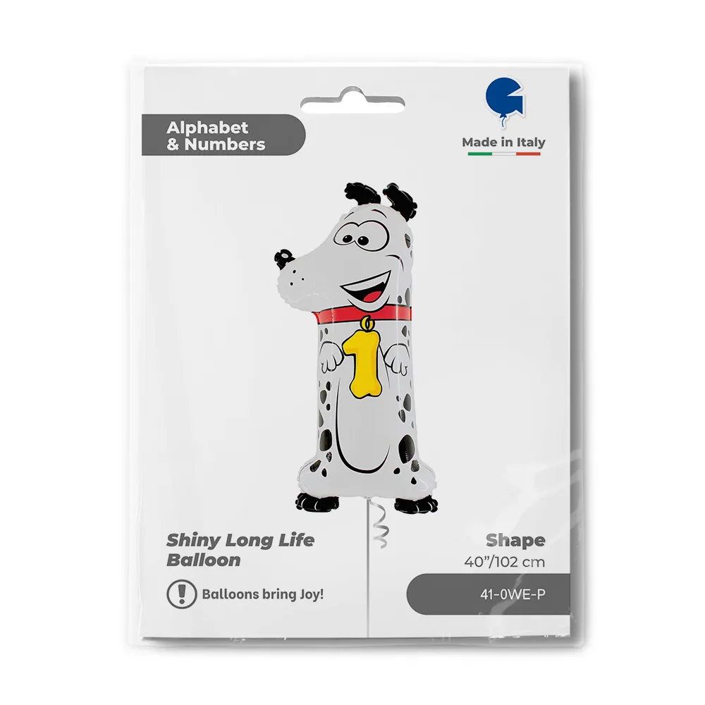 Balon Folie JUMBO Animaloons CIFRA 1 Dalmatian 102 cm Grabo