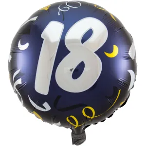 Balon Folie Rotund Cifra 18 Confetti 45cm