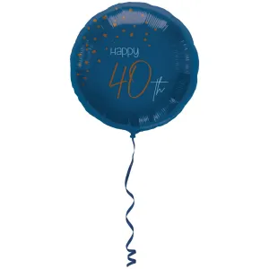 Balon Folie Rotund Happy 40th Elegant Navy 45cm