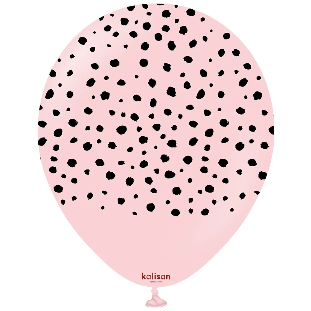 Baloane latex 30cm Safari Cheetah - Macaron Pink Print Colour - Black