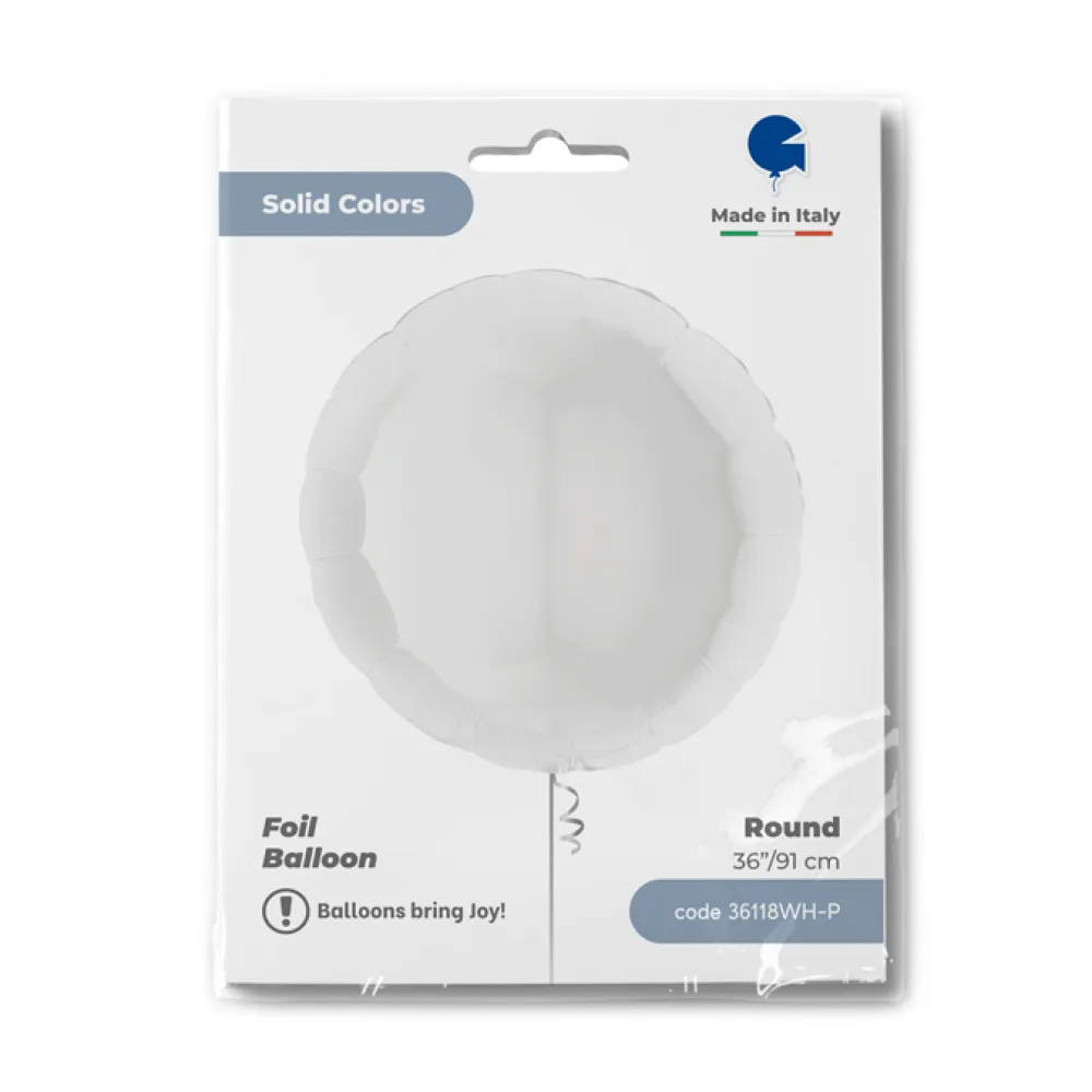 Balon Folie Rotund Alb 91 cm Grabo