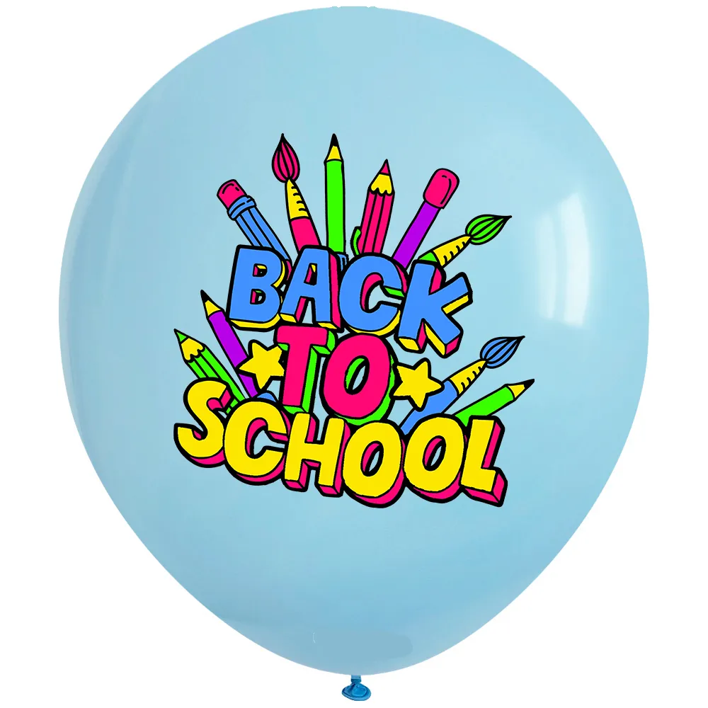 SET 12 Baloane Latex 33cm Asortate cu print Back to School BLS202409