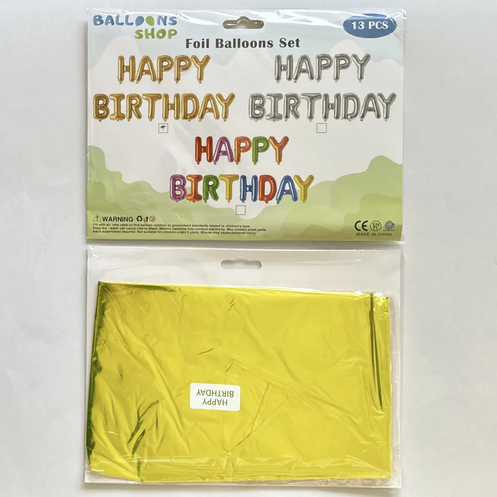 Set Baloane Folie Scris Happy Birthday Auriu