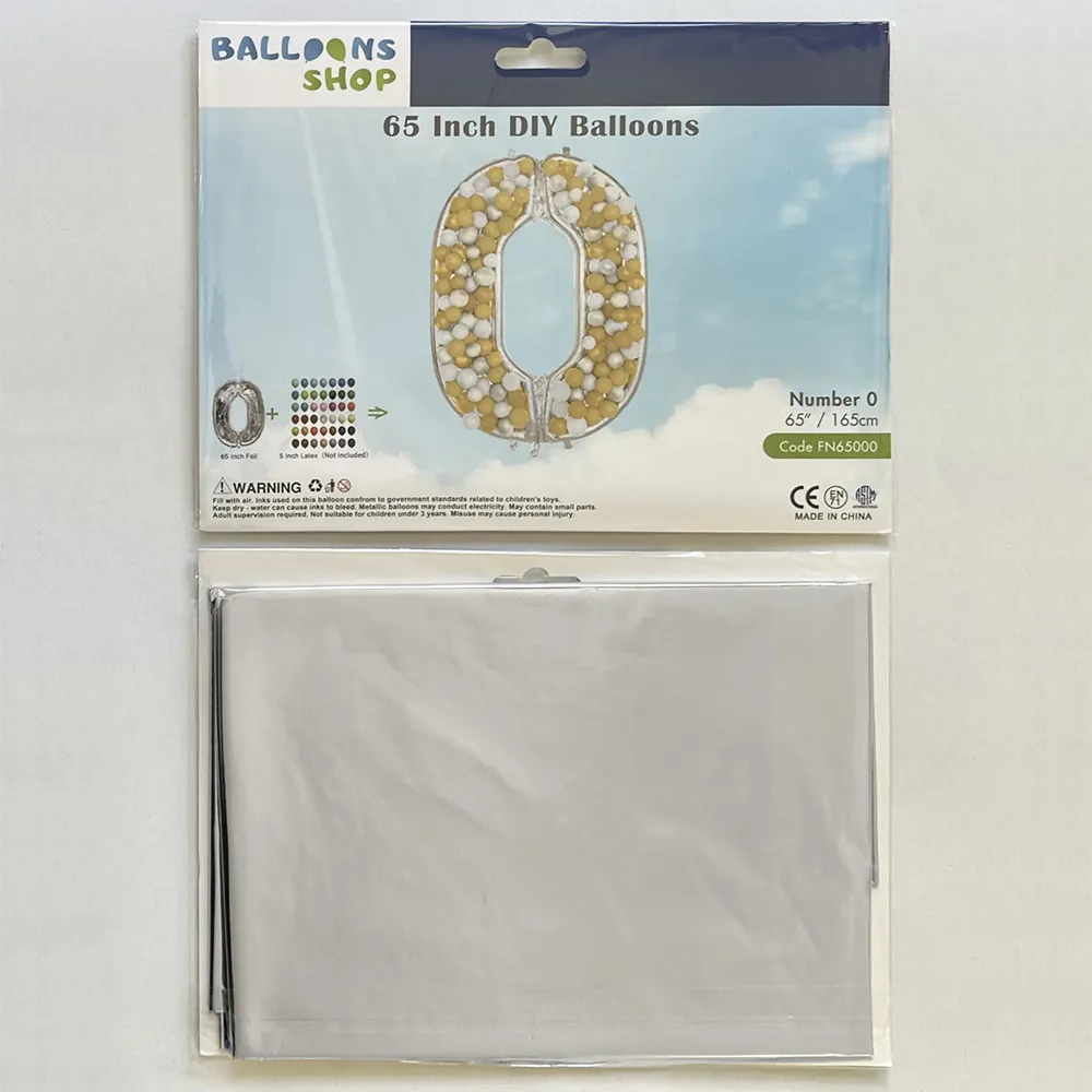 Balon Folie DIY Cifra 0 Argintiu 165 cm