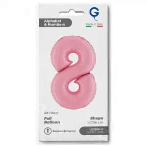 Balon Folie Cifra 8 Pastel Pink 36cm