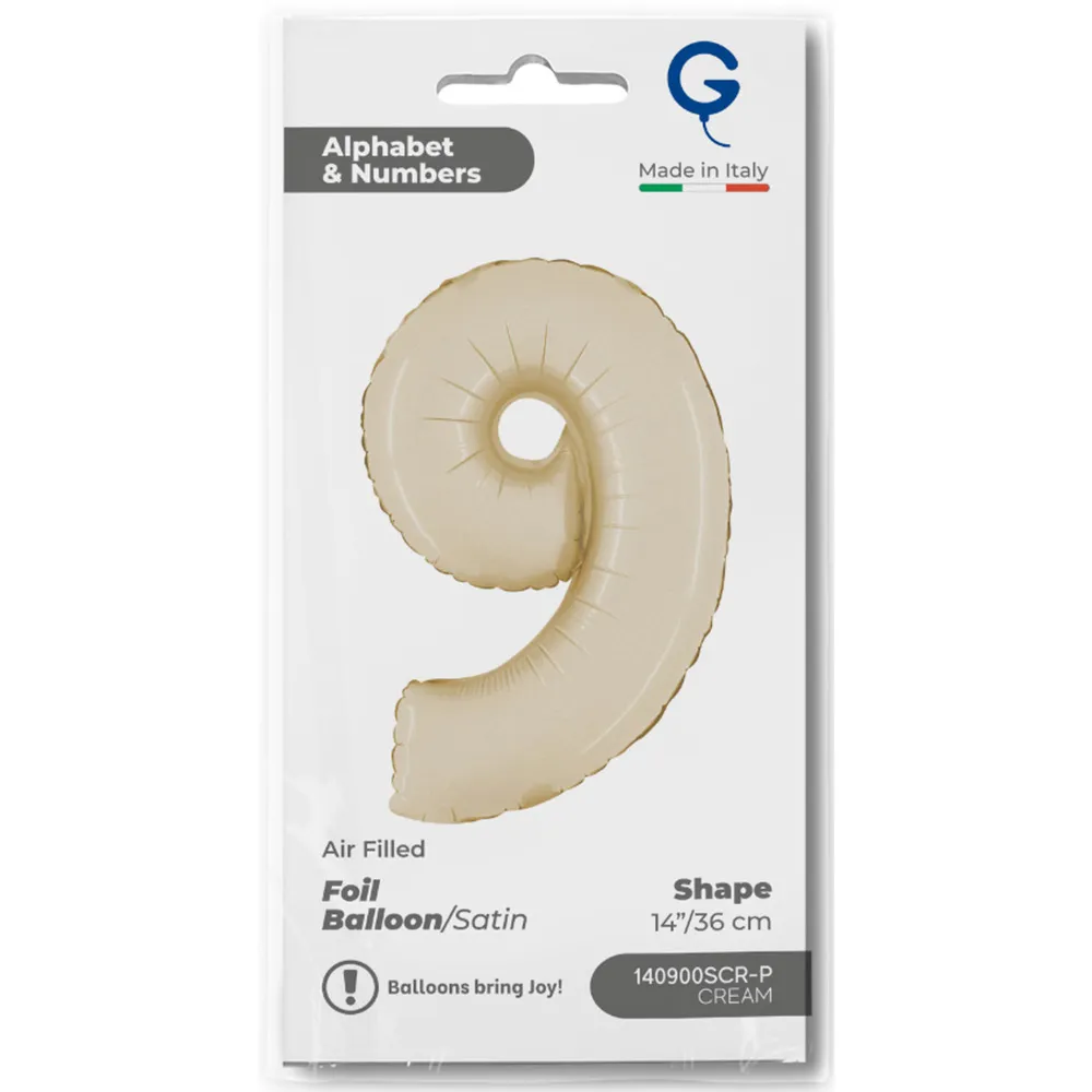 Balon Folie Cifra 9 Satin Cream 36cm
