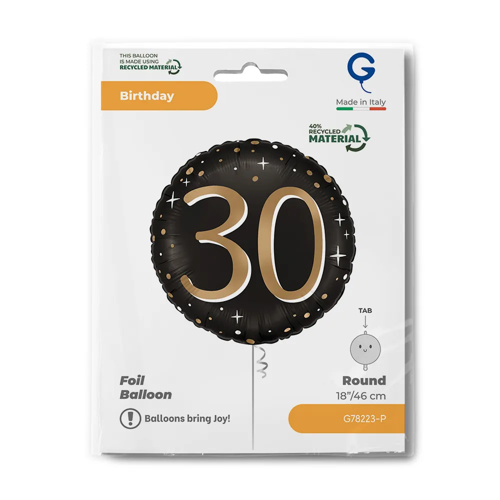 Balon Folie Rotund Aniversare 30 ani Auriu 46cm