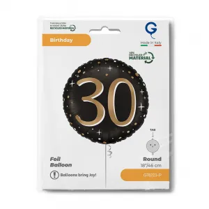 Balon Folie Rotund Aniversare 30 ani Auriu 46cm