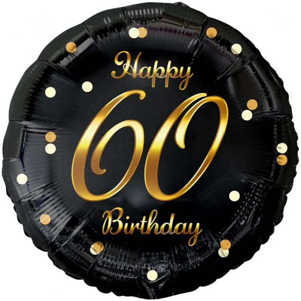 Balon Folie Rotund Happy 60th Birthday Confetti Auriu 45cm