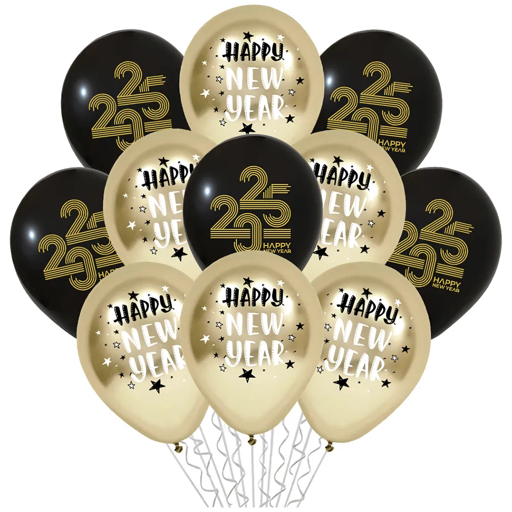 Set 12 Baloane 30cm Print Happy New Year 2025