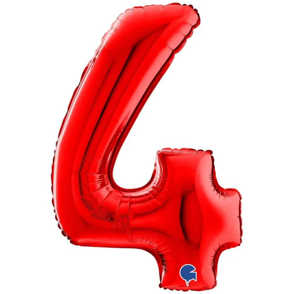 Balon Folie CIFRA 4 Rosu 66 cm Grabo