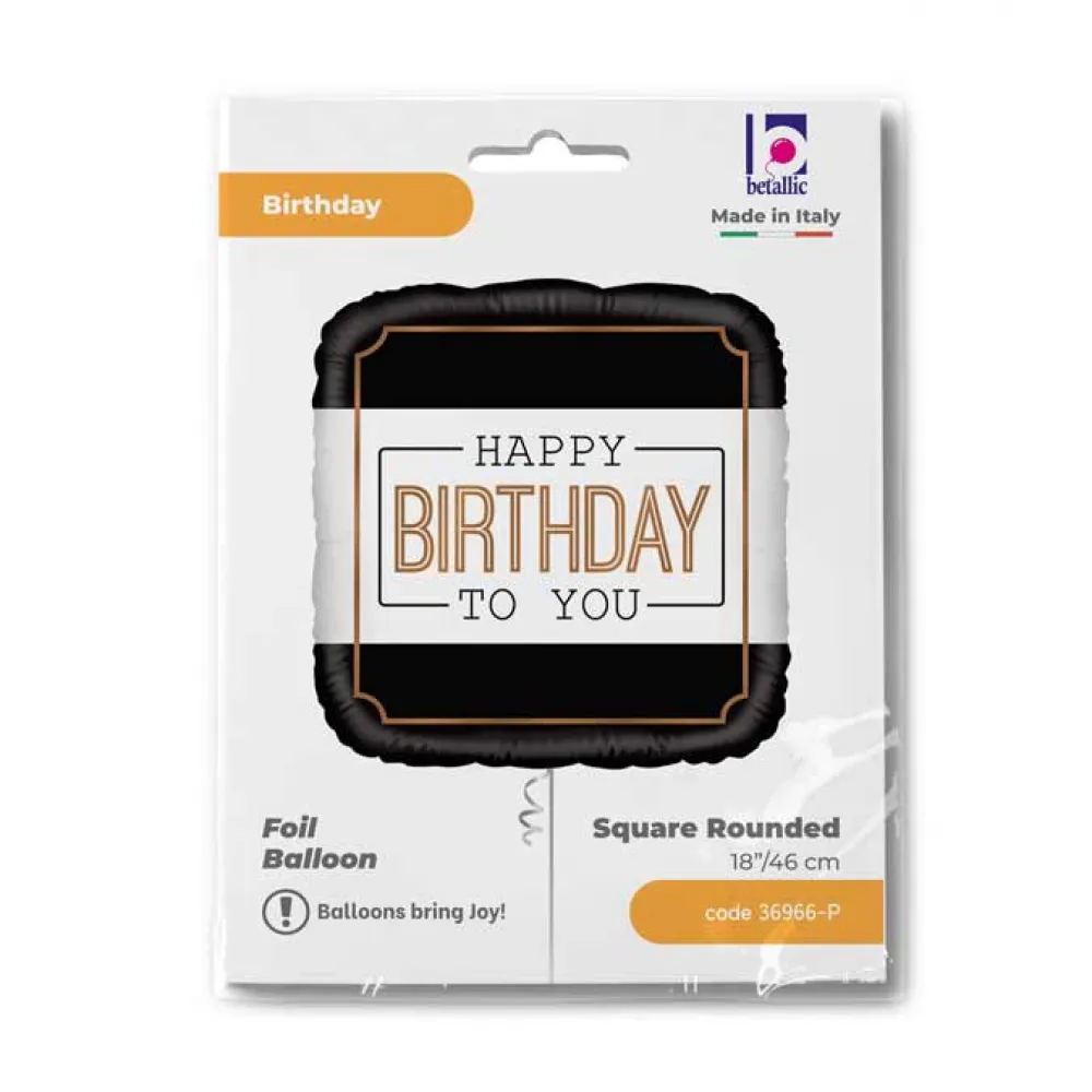 Balon Folie Patrat HB Alb si Negru 46 cm Grabo
