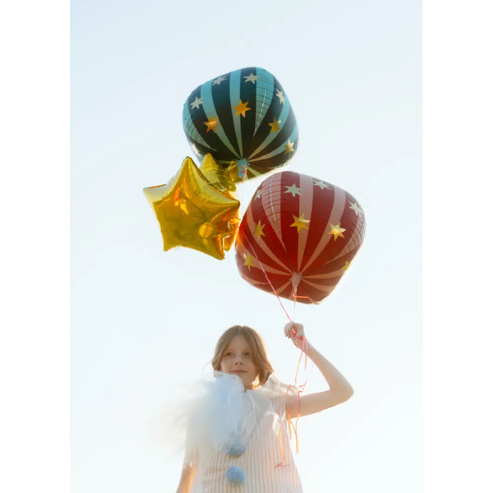 Balon folie tip minge Rosu cu stelute aurii 75cm