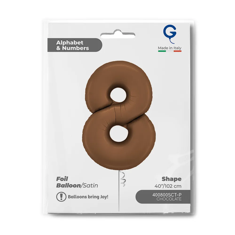 Balon Folie Cifra 8 Satin Chocolate 102cm