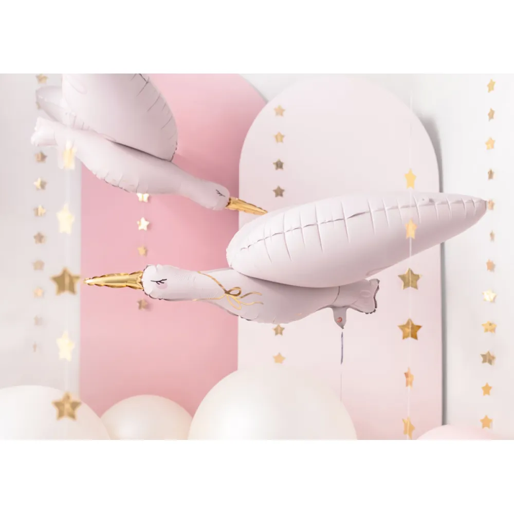 Balon Folie Figurina Barza Roz Pudra 103x60cm Party Deco