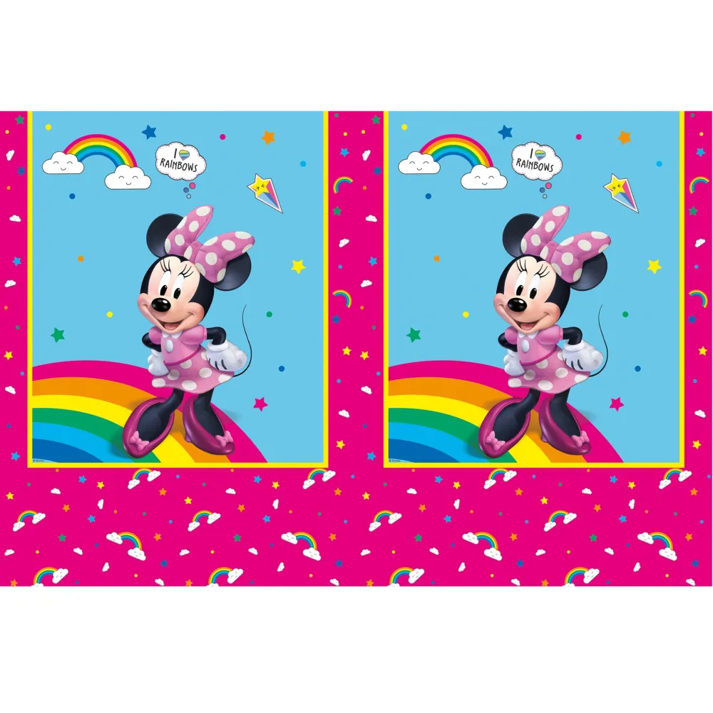 Fata de masa petrecere 120x180cm Minnie Rainbow Makes Me Smile
