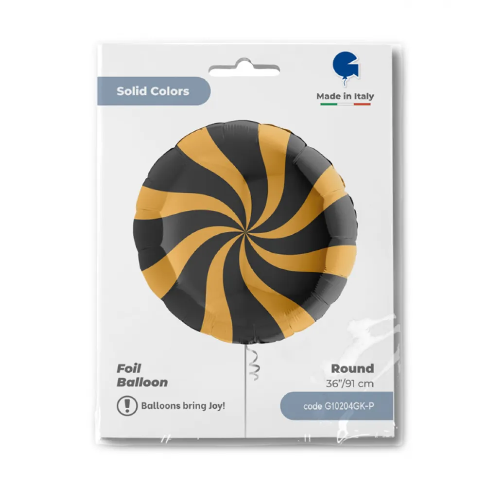 Balon Folie Rotund Acadea Auriu-Negru 91 cm Grabo