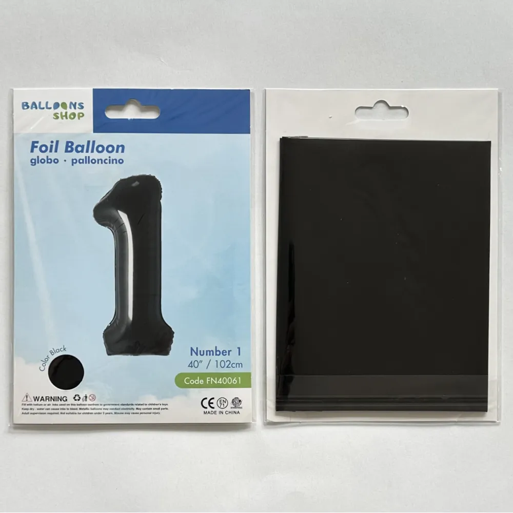 Balon Folie Cifra 1 Negru 87cm