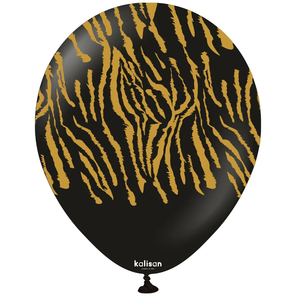 Baloane latex 30cm Safari Tiger N - Black Print - Gold