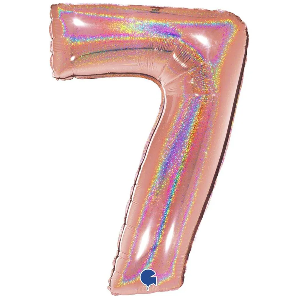 Balon Folie Jumbo CIFRA 7 Rose Gold Glitter 102 cm Grabo