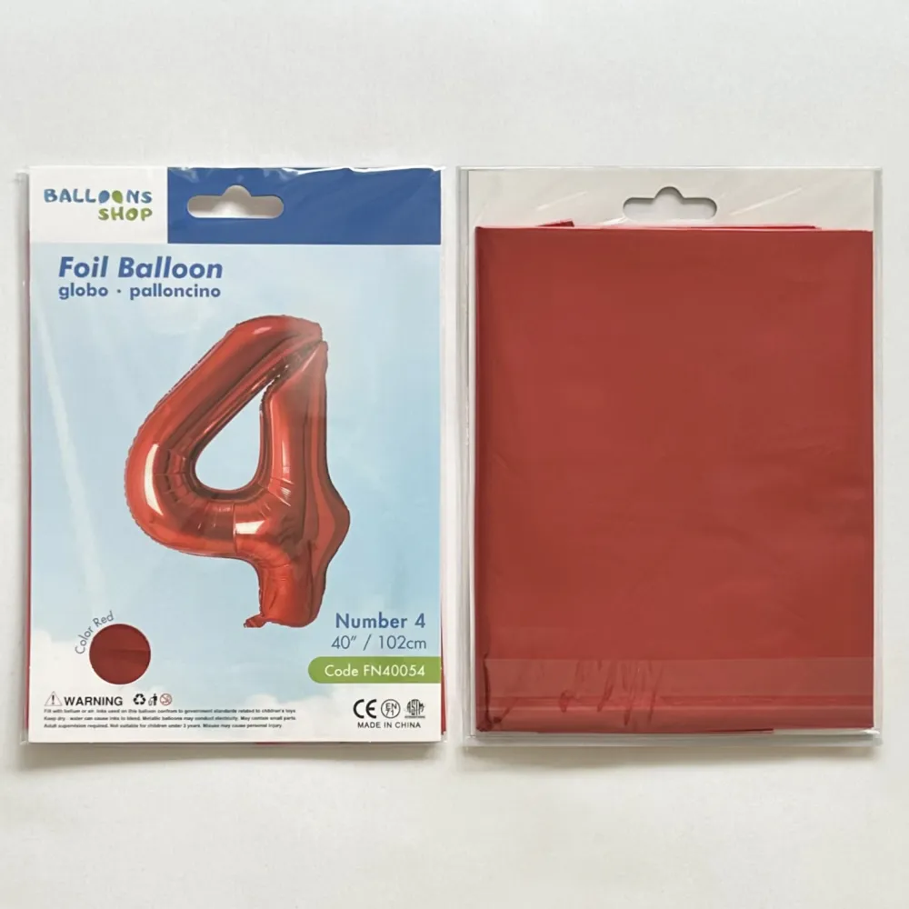 Balon Folie Cifra 4 Rosu 87cm