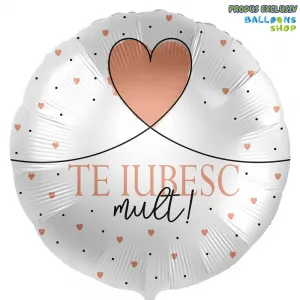 Balon Folie Te iubesc mult! Inimioare roz 43cm