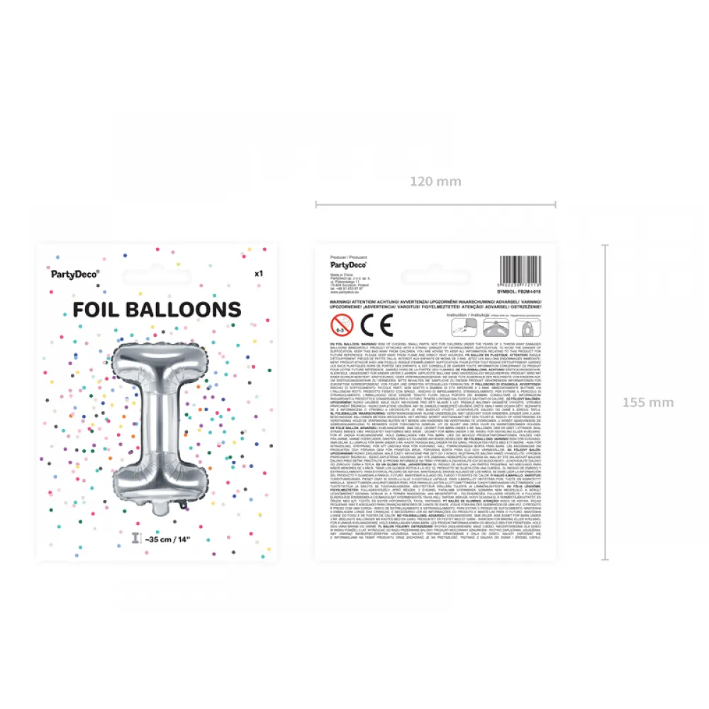 Balon folie 35cm Litera I Argintiu FB2M-I-018