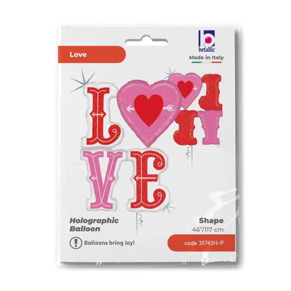Balon Folie Figurina LOVE Holografic 117 cm Grabo
