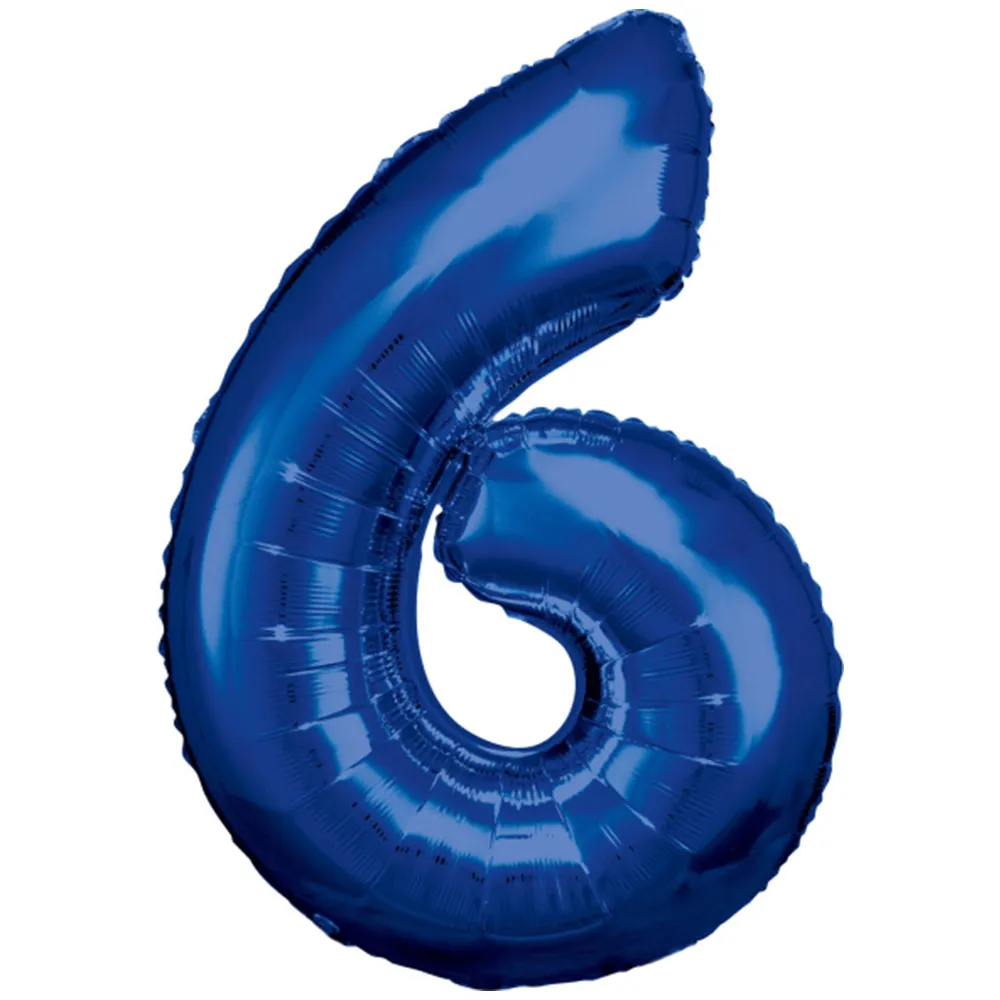 Balon Folie Cifra 6 Albastru 86cm