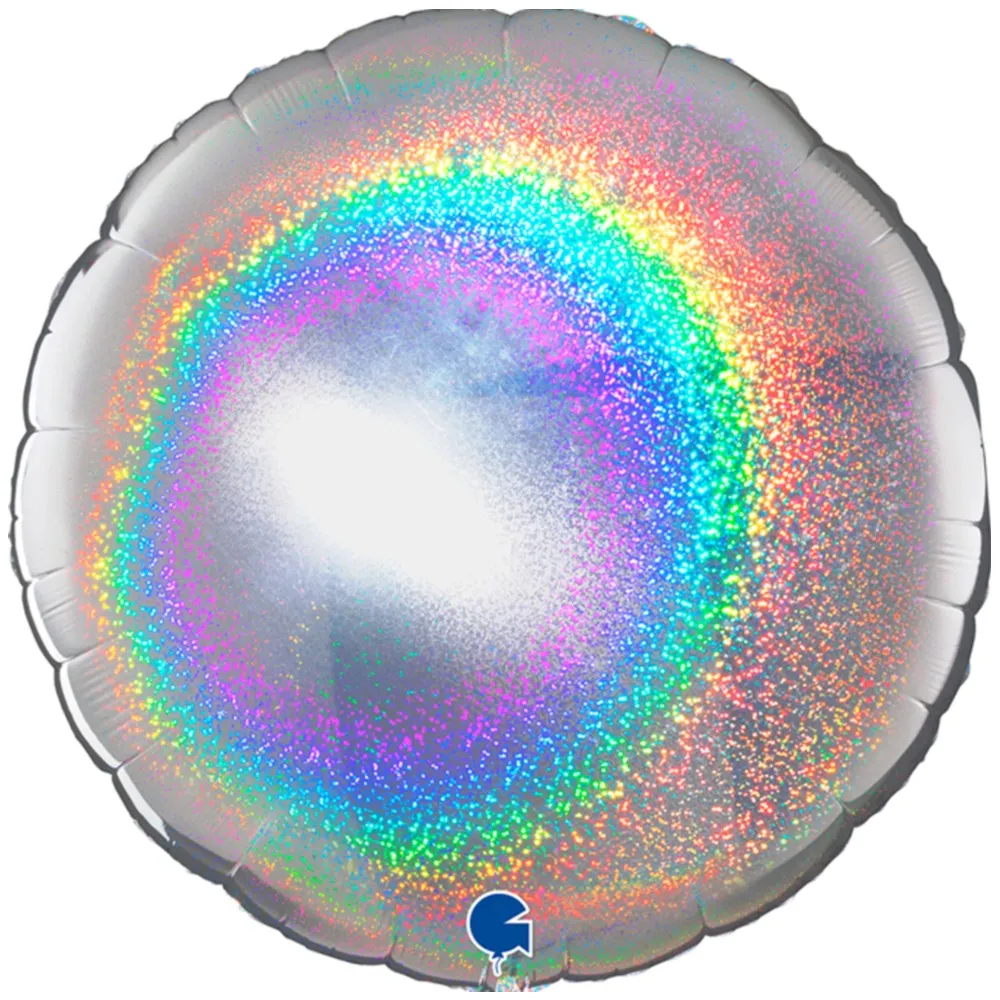 Balon Folie Rotund Jumbo Argintiu Holografic Glitter 91cm Grabo