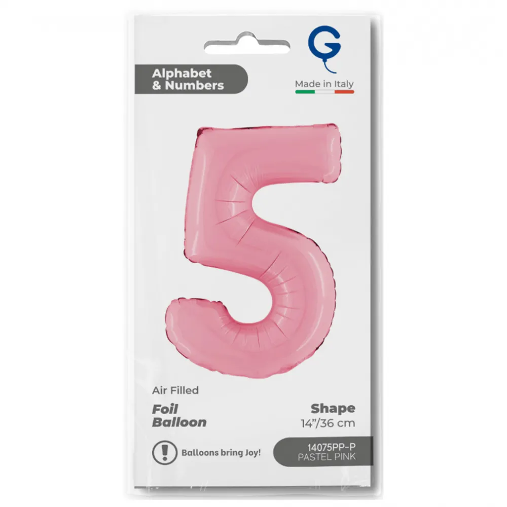 Balon Folie Cifra 5 Pastel Pink 36cm